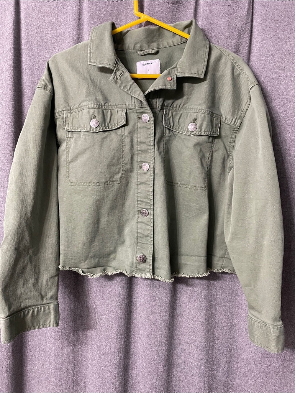 Old Navy Olive Green Cropped Jean Jacket